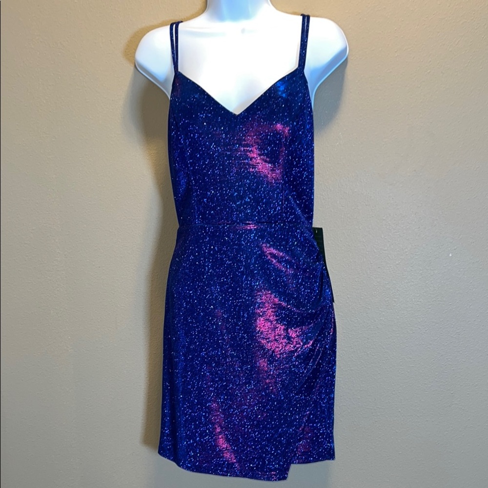 City Triangles Blue Iridescent Cosmic Mini Dress NWT Size 11 Juniors Cocktail